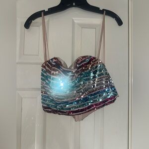 Sequin Hearts Multi Color Sequin Top